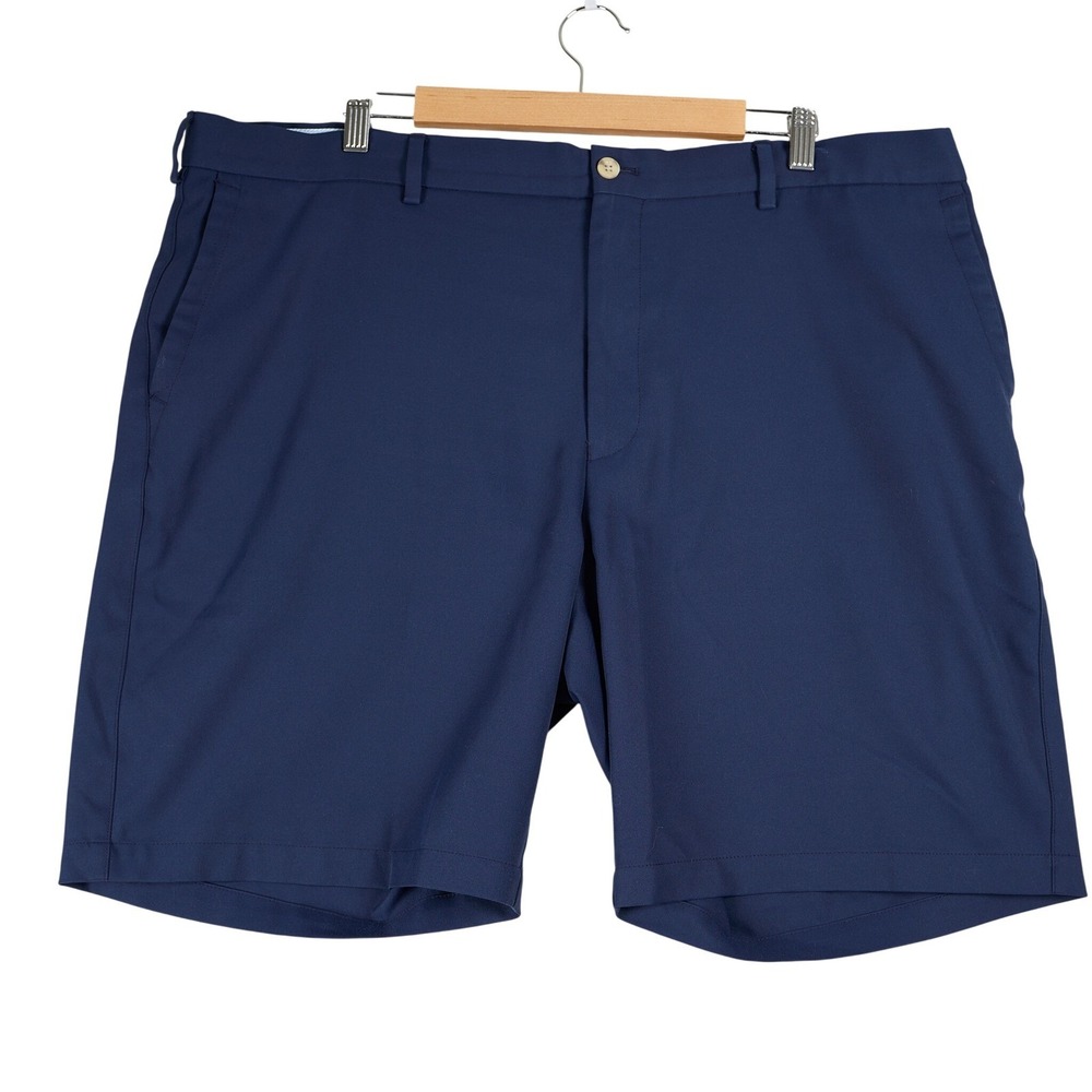 Peter Millar Men 42 Navy Blue Performance Golf Shorts Flat Front Polyester